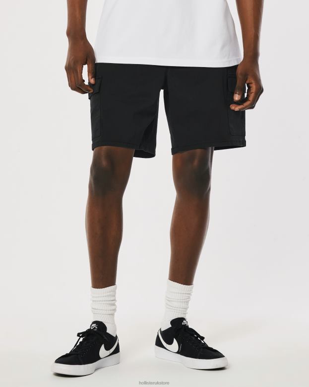 Bottoms Hollister Men Twill Cargo Jogger Shorts 7\\ 488201105 Black